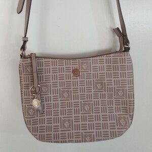 Anne Klein NWOT Crossbody Bag Purse Monogram Beige Brown Gold Hardware